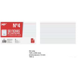 Pack 100 fichas de cartulina 125x200mm 180 g/m2 - Notas blancas líneas cartulina