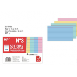 Pack 100 fichas de cartulina 100x150mm 180 g/m2 - Notas Colores pastel líneas cartulina
