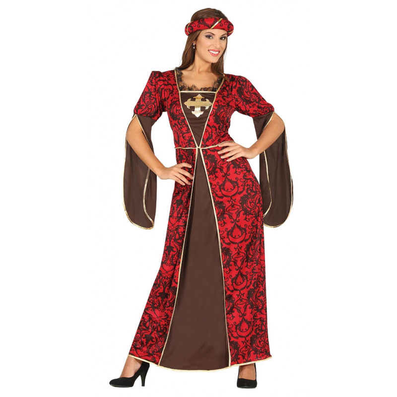 Disfraz de dama cortesana adulta. Vestido medieval rojo | Bazar Chinatown