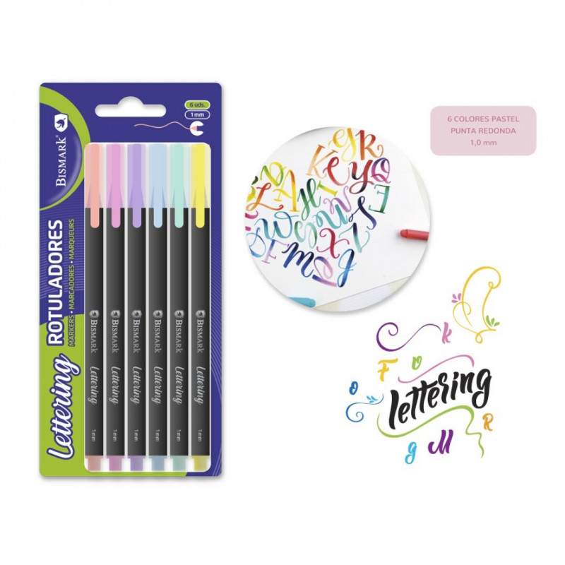 ROTULADORES LETTERING 6 COLORES PASTEL