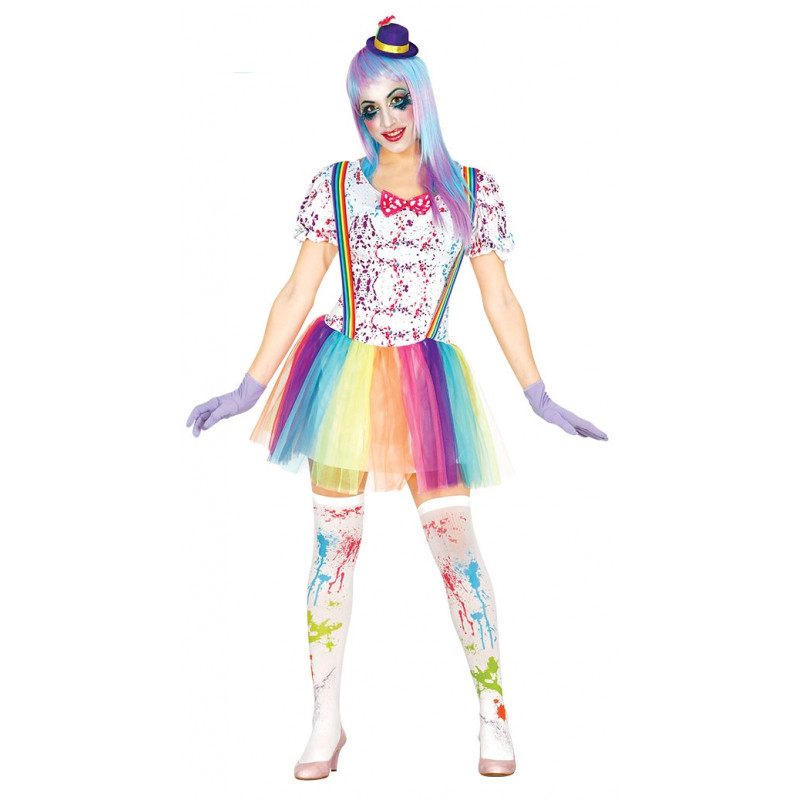 caminar Persona especial Nabo Disfraz de payasa arcoíris para mujer. Vestido de payasita multicolor |  Bazar Chinatown