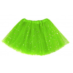 Tutú con Estrellas Adulto, Verde Fluorescente - Falda de Tul 40 cm