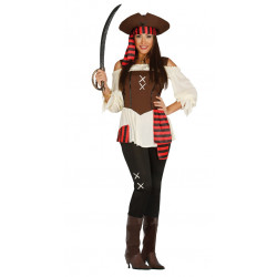 Disfraz de mujer pirata de los siete mares para adulta
