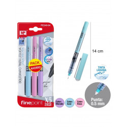 Pack 3 bolígrafos punta aguja de 0.5mm, tinta líquida en tonos pastel.