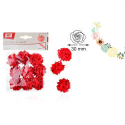 Flores de Papel Adhesivas, 9 Unidades Rojo