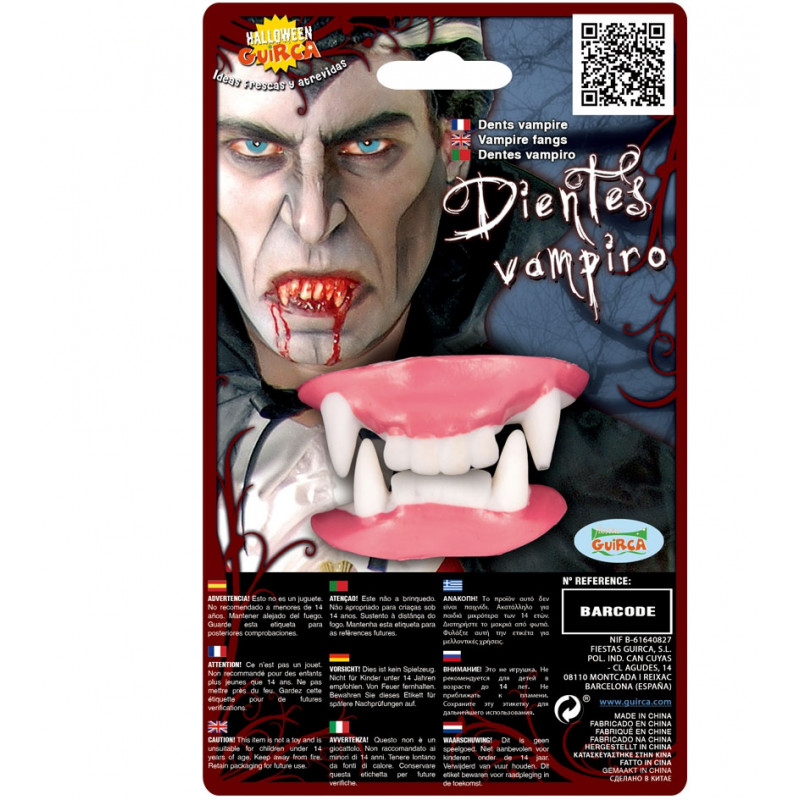 Tradineur - Dentadura de vampiro, resina, colmillos de vampiresa, Drácula,  complemento para disfraces de carnaval, Halloween, co