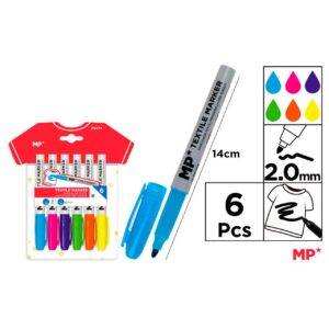 Marcador de Textil 6uds Colores Variados