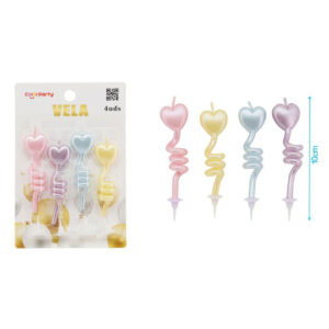 Velas De Corazones En Colores Pastel Macaron Torcidas