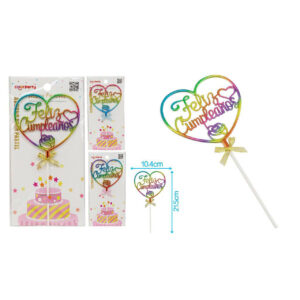 Adorno De Pastel Corazon “Feliz Cumpleaños”