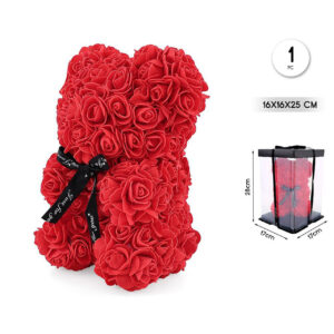 Adorno Oso De Rosas Artificiales Rojo