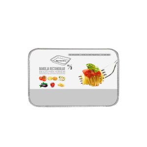 Bandeja aluminio con tapa cuadrada 245x245x57mm 3ud Maxi