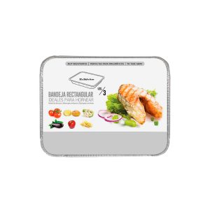 Bandeja aluminio con tapa rectangular 204 x114 x 50mm 3 ud Maxi
