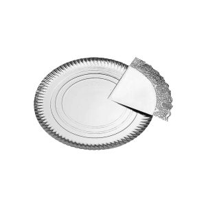Bandeja cartón con blonda redonda plata ø 38 cm Maxi 1ud
