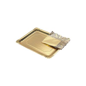 Bandeja cartón rectangular con blonda oro 250x340 mm 1 ud Maxi