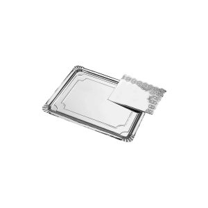 Bandeja cartón rectangular con blonda plata 250×340 mm 1 ud Maxi