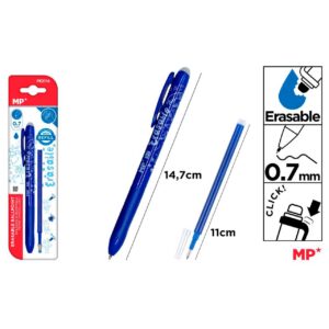 Bolígrafo borrable Azul+Recambió