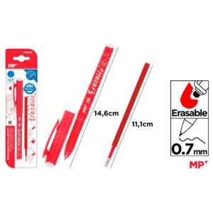 Bolígrafo borrable click Rojo+Recambio