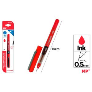 Bolígrafo tinta liquida punta aguja Rojo