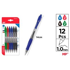 Bolígrafos punta 1.0mm 12uds