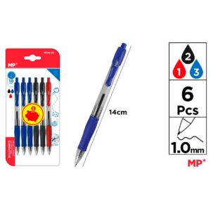 Boligrafos punta 1.0mm 6uds