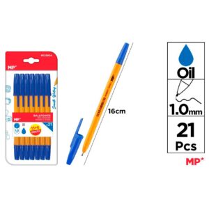Bolígrafos azul Sotf punta 1.0mm 21uds