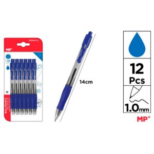 Bolígrafos azules punta 1.0mm 12uds