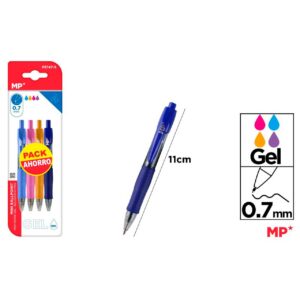 Bolígrafos gel mini punta 0.7mm 4uds