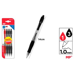 Bolígrafos punta 1.0mm 4uds