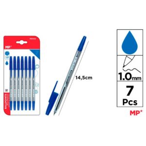 Bolígrafos azul punta 1.0mm 7uds
