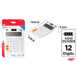 Calculadora Solar y Pilas Blanco