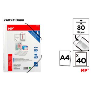 Carpeta 40 Fundas A4 con Espiral y Goma