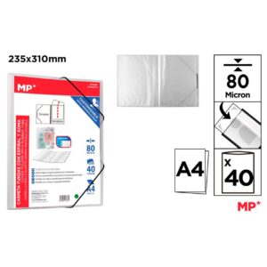 Carpeta 40 Fundas A4 con Goma Transparente