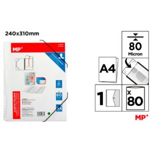 Carpeta 80 Fundas A4 con Espiral y Goma