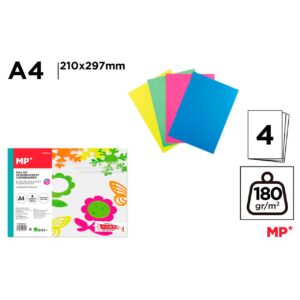 Block Cartulinas Fluorescente 4 Hojas A4