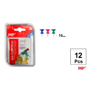 Chincheta Grande Transparente Colores 12pcs