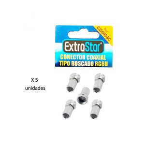 Conector coaxial tipo roscado RG6U ExtraStar pack 5 unidades
