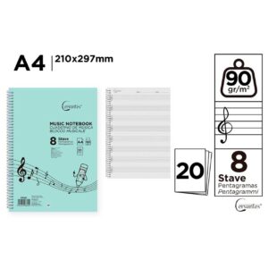 Cuaderno de Música 8 Pentagramas A4