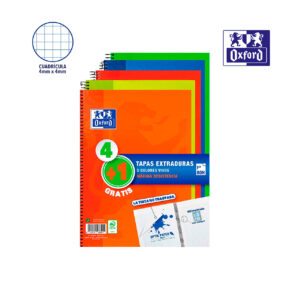 Cuadernos pack 4+1 folio tapa extradura colores vivo Oxford
