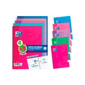 Cuadernos Oxford tapa extradura folio pack 4+1 color tendencia