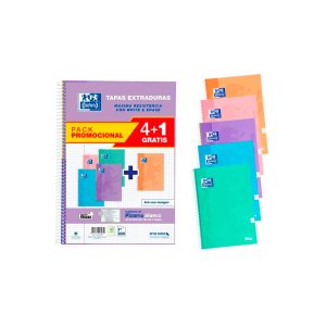 Cuadernos Oxford tapa extradura folio pack 4+1 colores vivo