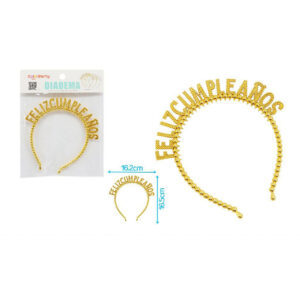 Diadema Dorada Con Perlas “Feliz Cumpleaños”