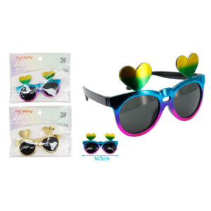 Gafas de Fiesta Corazones Dorado/Multicolor