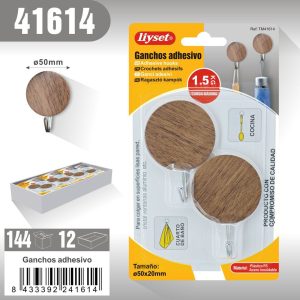Gancho Adhesivo de Plástico con Acabado Madera Alta Resistencia
