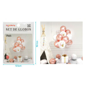 Globos Rosados Y Blancos Zorionak