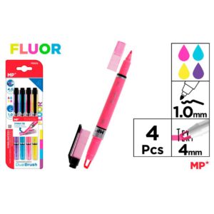 Marcador Fluorescente Doble Punta 4uds