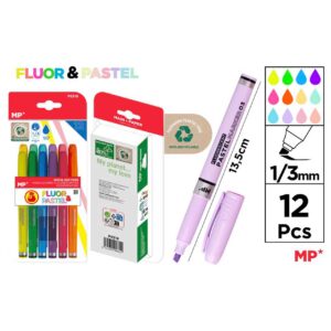 Marcadores Fluorescente y Pastel 12uds