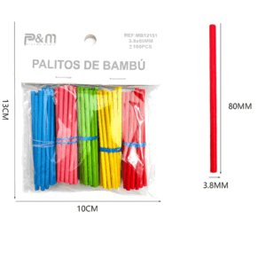 Palitos de Bambú Multicolor 3.8x80mm