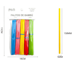 Palitos de Bambú Multicolor 5x150mm