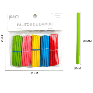 Palitos de Bambú Multicolor 5x80mm