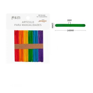 Palos de Madera Multicolor 140x10x2mm
